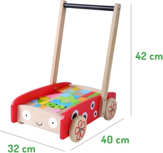 ECO TOYS Eco toys Dřevěný vozík s dřevěnými kostkami - Beruška - obrázek 4