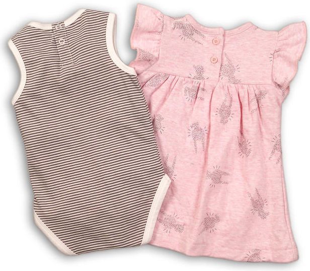 Minoti Dívčí set, body a šaty růžová 80/86 - obrázek 3