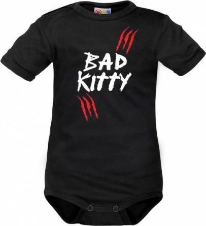 Body krátký rukáv Dejna Bad Kitty - černé, Velikost koj. oblečení 86 (12-18m) - obrázek 1