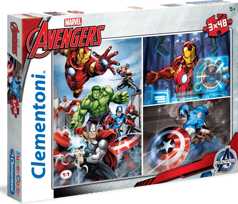 Clementoni - Puzzle Supercolor 3x48, The Avengers - obrázek 1