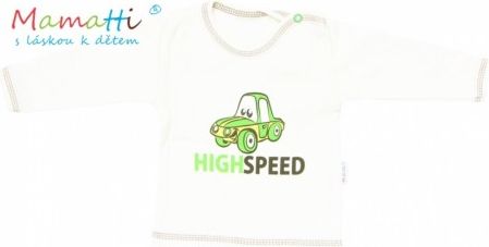 Tričko/košilka dlouhý rukáv Mamatti - CAR - krémové, Velikost koj. oblečení 92 (18-24m) - obrázek 1