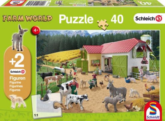 SCHMIDT Puzzle Schleich Den na farmě 40 dílků + figurky Schleich - obrázek 1