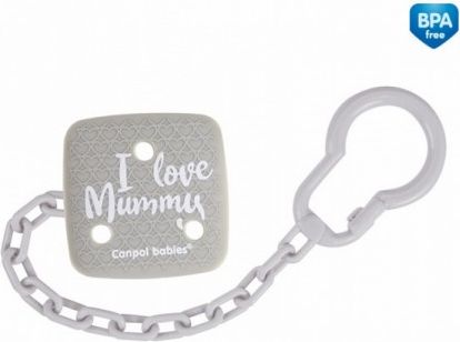 Canpol babies Řetízek na dudlík I Love Mummy - šedý - obrázek 1