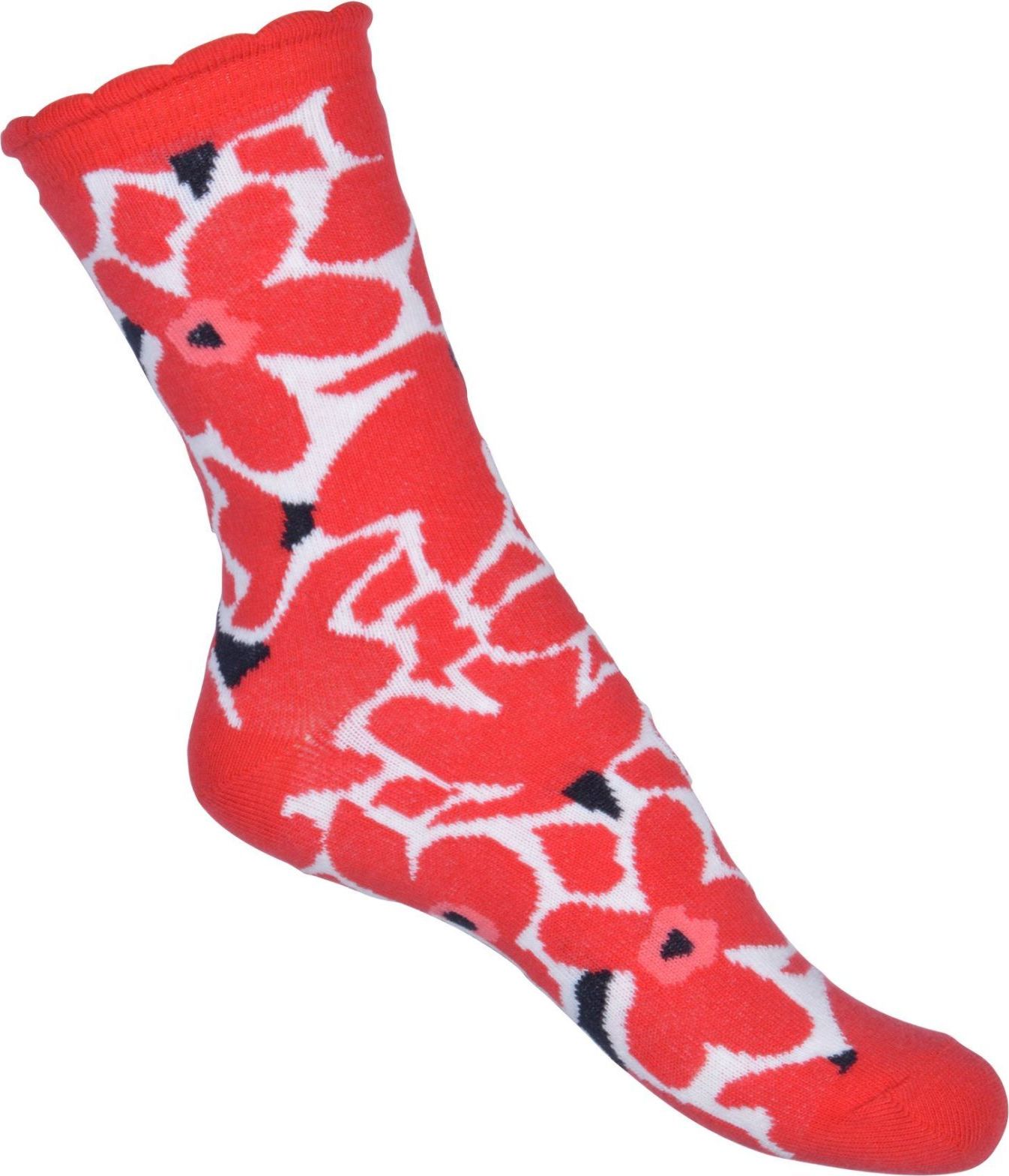 Melton Sock - Big Flower - red 31-34 - obrázek 1