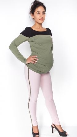 Be MaaMaa Těhotenské kalhoty s lampasem - sv. růžové, vel. M - obrázek 1