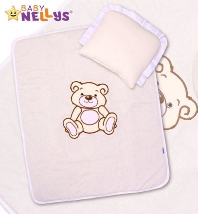 Baby Nellys 2-dílná sada do kočárku jersey Medvídek Teddy Bear - smetanová - obrázek 1
