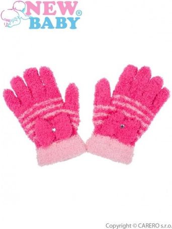 Dětské zimní froté rukavičky New Baby tmavě růžové, Růžová, 110 (4-5r) - obrázek 1