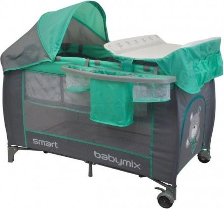Dětská cestovní postýlka s polohováním Baby Mix De Lux Mint, Zelená - obrázek 1