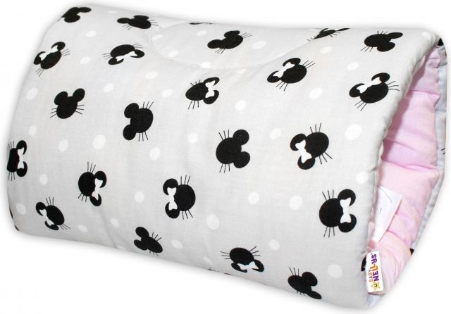 Baby Nellys Bavlněný kojící polštář na ruku Baby Nellys - Minnie, šedá/růžová - obrázek 1