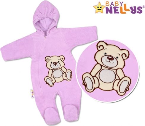 BABY NELLYS Kombinézka/overálek Teddy Bear - lila - obrázek 1