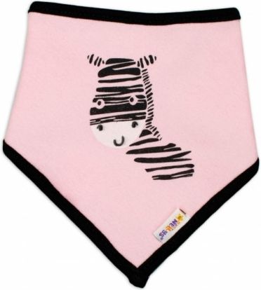 Dětský bavlněný šátek na krk Baby Nellys, Zebra - růžový - obrázek 1