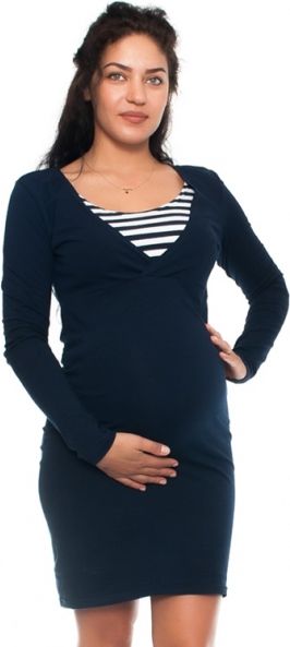 Be MaaMaa Be MaaMaa Elegantní těhotenské a kojící šaty Alina - granát-bílé, vel. XL - obrázek 1