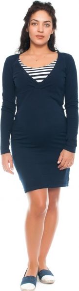 Be MaaMaa Be MaaMaa Elegantní těhotenské a kojící šaty Alina - granát-bílé, vel. XL - obrázek 2