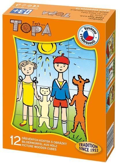 Dino Dino Kostky TOPA Pejsek a kočička dřevo 12ks - obrázek 1