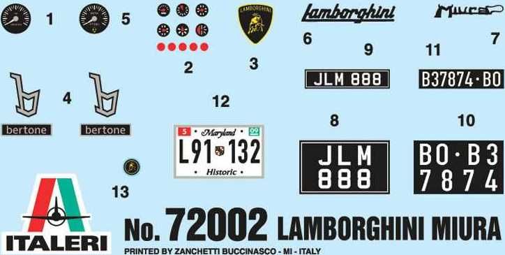 ITALERI Model Set auto 72002 - LAMBORGHINI MIURA (1:24) - obrázek 12