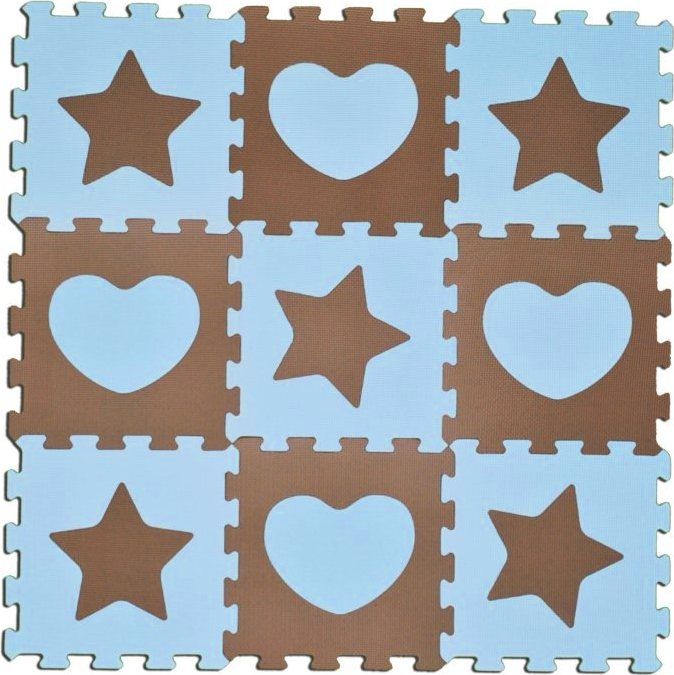 SUN TA TOYS Pěnové puzzle Hvězdy a srdce modré S4 (30x30) - obrázek 1
