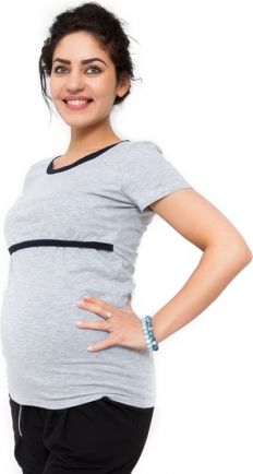 Be MaaMaa Těhotenské a kojící triko Aldona - světle šedá - obrázek 1