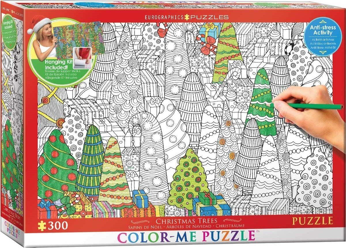 EUROGRAPHICS Color me puzzle Vánoční stromky 300 dílků + sada na zavěšení - obrázek 1