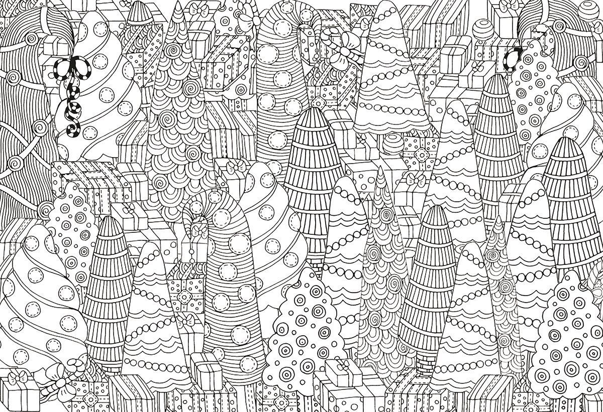 EUROGRAPHICS Color me puzzle Vánoční stromky 300 dílků + sada na zavěšení - obrázek 3