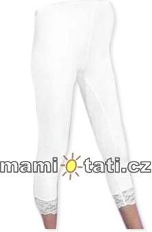 Be MaaMaa Těhotenské legíny 3/4 zakončené krajkou - bílá, vel. XL, K19 - obrázek 1