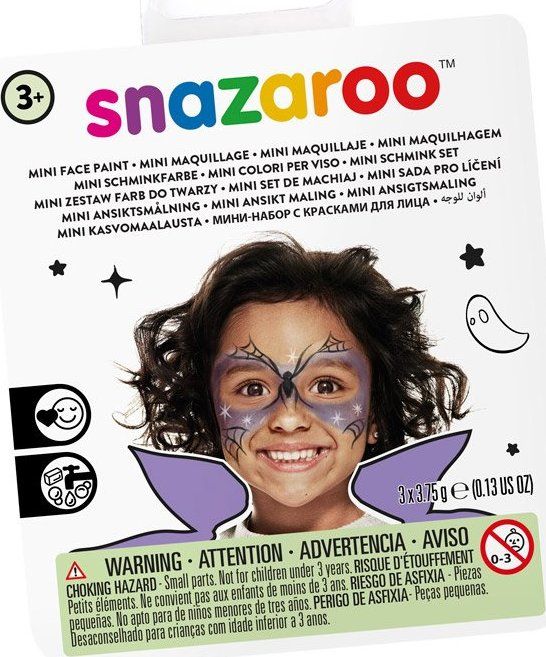 SNAZAROO Mini sada barev na obličej fialová, černá, bílá - obrázek 1