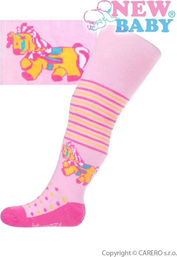 Bavlněné punčocháčky New Baby růžové s koníkem 80 (9-12m) - obrázek 1
