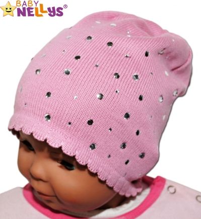 Čepička Baby Nellys ® s kamínky - sv. růžová - obrázek 1