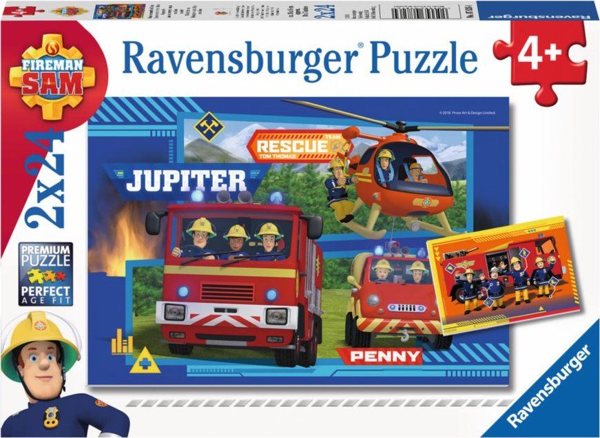 RAVENSBURGER Puzzle Požárník Sam: Výjezd 2x24 dílků - obrázek 1