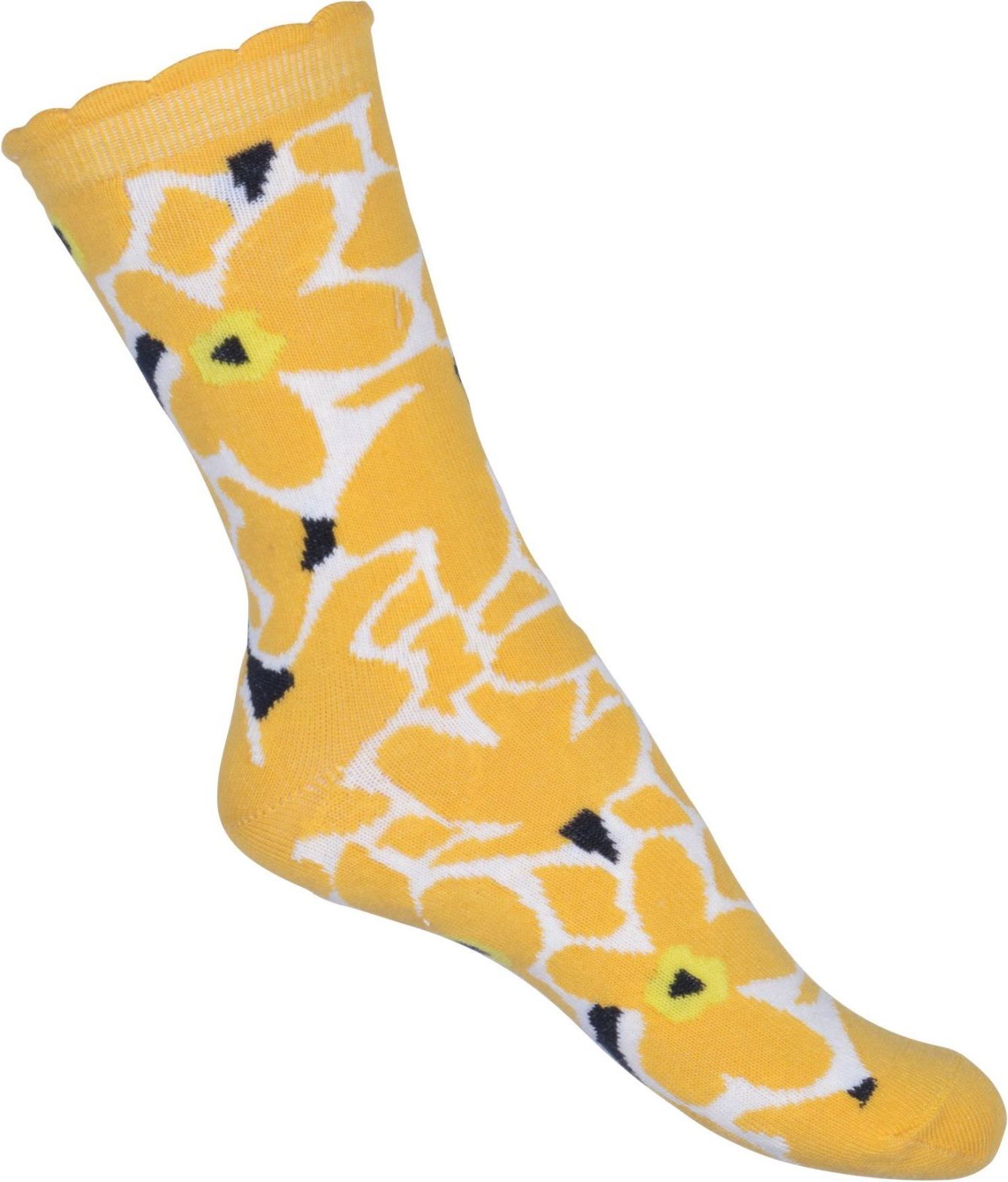 Melton Sock - Big Flower - yolk yellow 27-30 - obrázek 1