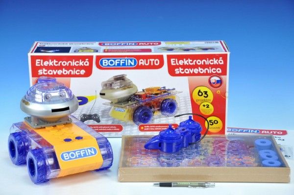 Stavebnice Boffin Auto elektronická 63 projektů na baterie 50ks v krabici 52x24x14cm - obrázek 1