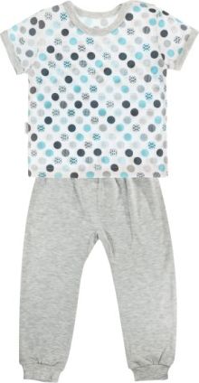 Bavlněné pyžamko Mamatti Bubble Boo - krátký rukáv - šedé/tyrkys, Velikost koj. oblečení 92 (18-24m) - obrázek 1