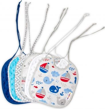 Baby Nellys Dětský bryndák oboustranný pro chlapečky - minky/bavlna, 5ks - obrázek 1