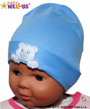 Bavlněná čepička Baby Nellys ® Medvídek - modrá - obrázek 1
