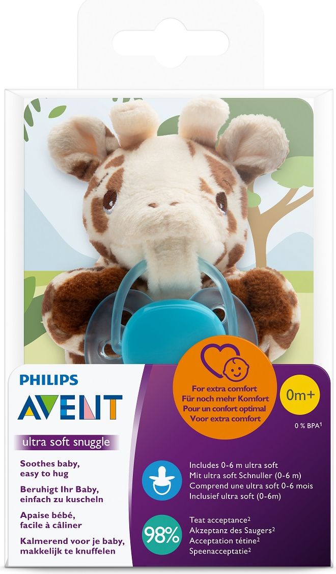 AVENT Hračka plyšová s dudlíkem Ultrasoft 0+ m, žirafa - obrázek 2