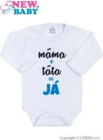 Body s potiskem New Baby máma plus táta rovná se JÁ, Modrá, 86 (12-18m) - obrázek 1