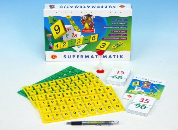 Supermatematik společenská hra naučná v krabici 29x19cm - obrázek 1