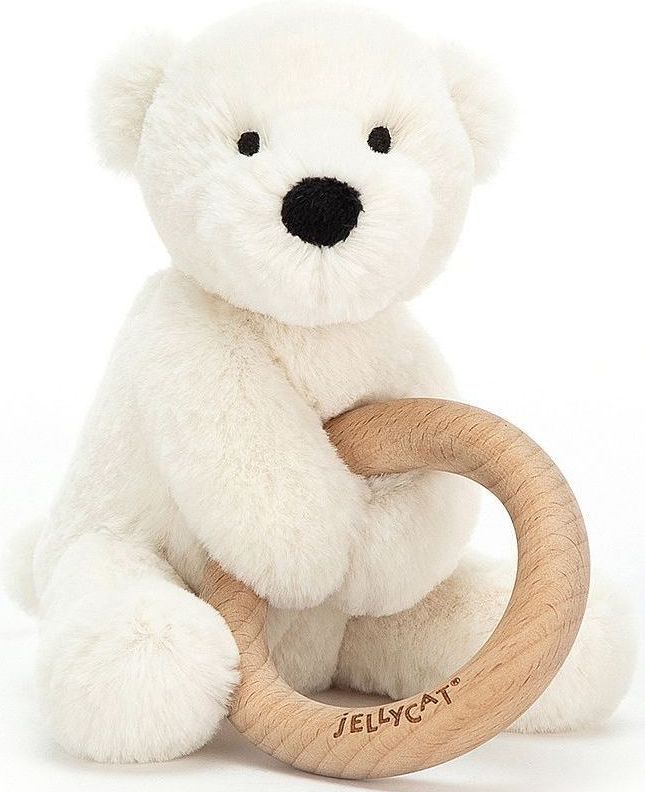 Jellycat Shooshu Perry Polar Bear Wooden Ring Toy uni - obrázek 1