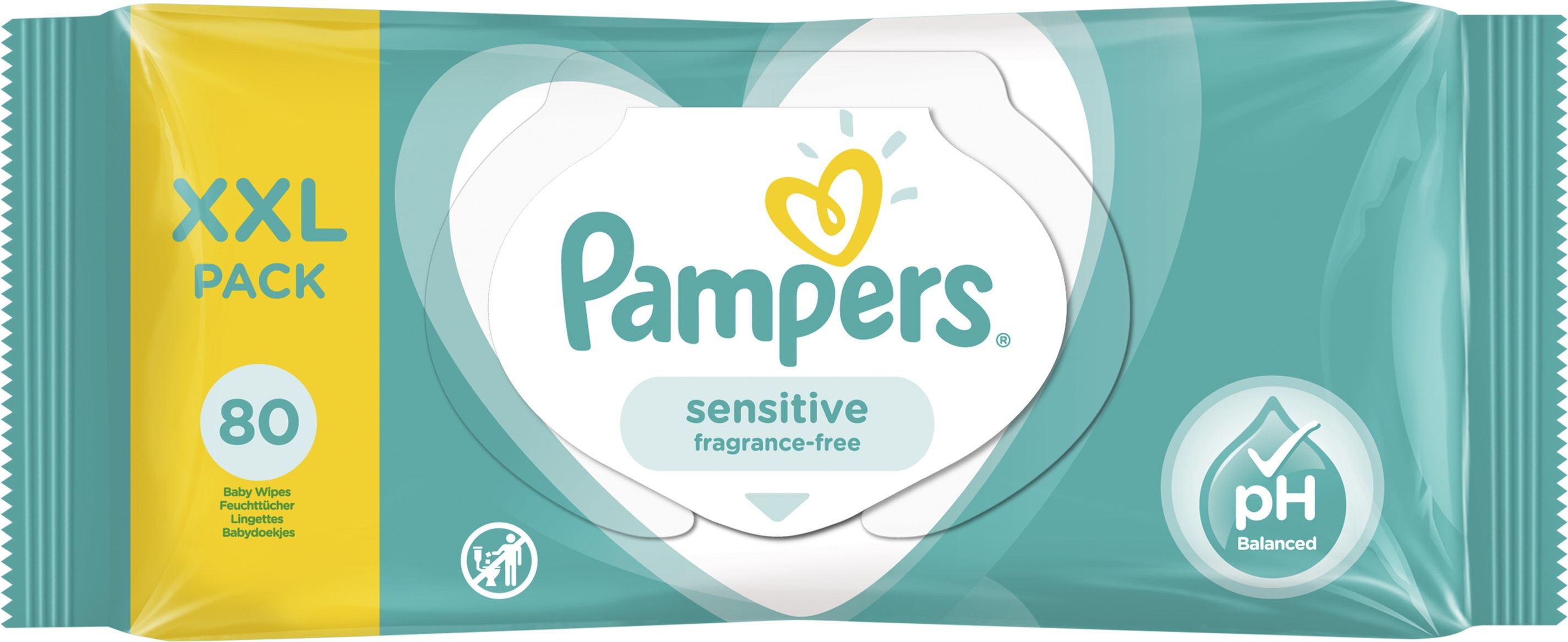 Pampers vlhčené ubrousky Sensitive XXL 80 ks - obrázek 1