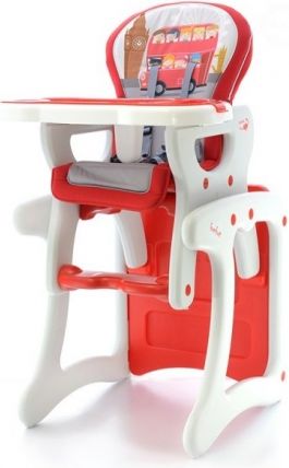 Euro Baby Jídelní stoleček 2v1 - červený autobus, K19 - obrázek 1