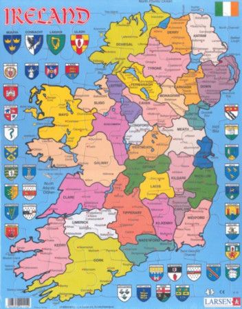 LARSEN Puzzle Politická mapa Severního Irska 48 dílků - obrázek 1