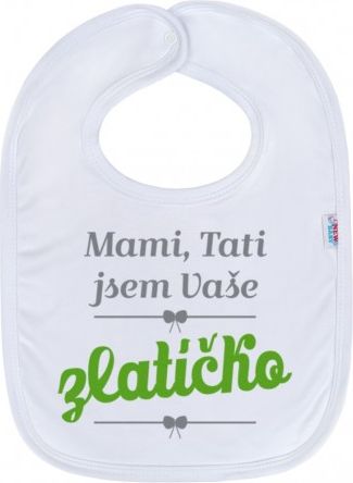 Kojenecký bavlněný bryndák New Baby Mami, Tati jsem Vaše zlatíčko, Zelená - obrázek 1