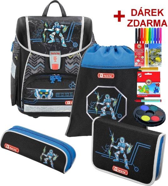 Školní aktovka Robot TOUCH2 4-dílný set Hama Step by Step - obrázek 1