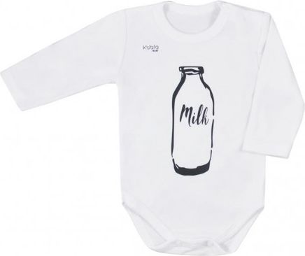 Kojenecké body s dlouhým rukávem Koala MILK bílé, Bílá, 80 (9-12m) - obrázek 1