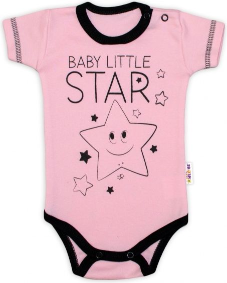 Baby Nellys Body krátký rukáv Baby Nellys, Baby Little Star - růžové 50 - obrázek 1