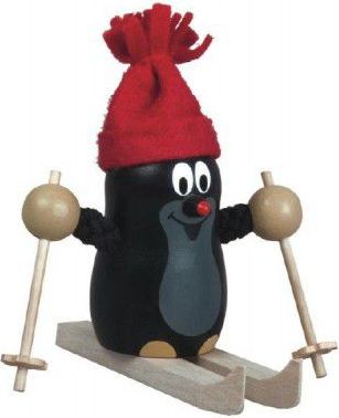Teddies Krtek na lyžích 10cm dřevo - obrázek 1