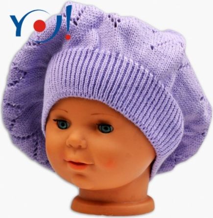 Háčkovaný baret YO ! - lila - obrázek 1