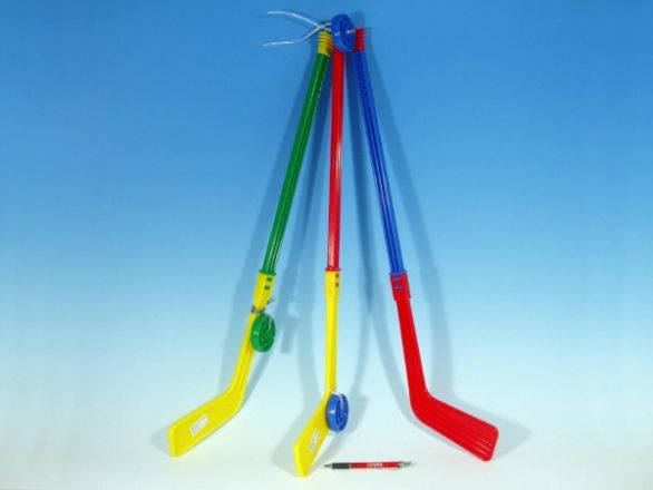 Hokejka plastová s pukem 74cm mix barev - obrázek 1