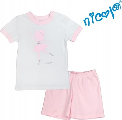 Dětské pyžamo krátké Nicol, Baletka - šedo/růžové, vel. 116 - obrázek 1