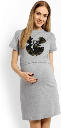 Be MaaMaa Těhotenská, kojící noční košile Minnie - sv. šedá - obrázek 1