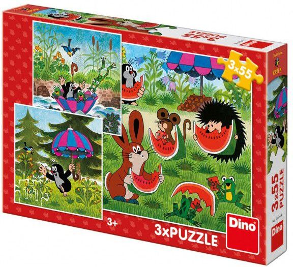 Dino KRTEK a paraplíčko skládačka Krteček 3x55 dílků - obrázek 2